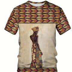 Unleash Your Style with African Tribal Art T-shirt - Comfortable Short Sleeves & Crew Neck for Men - Free Delivery Worldwide only at Flexi Africa