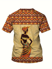 Unleash Your Style with African Tribal Art T-shirt - Comfortable Short Sleeves & Crew Neck for Men - Free Delivery Worldwide only at Flexi Africa