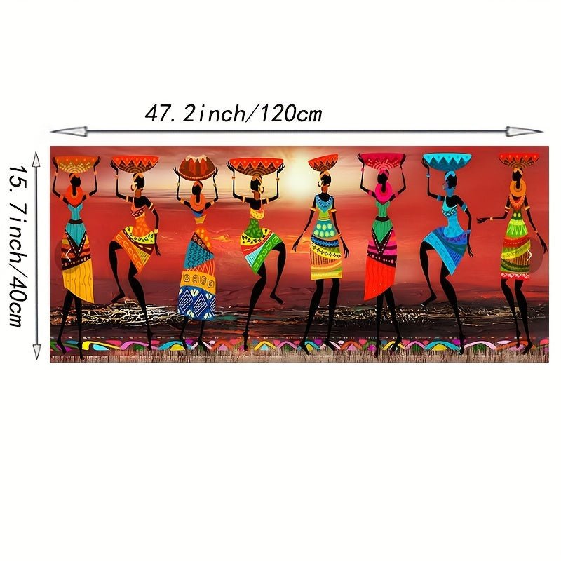 Vibrant African Dancers Canvas Wall Art – Frameless Cultural Home Décor (15.7"x47.2") - Free Delivery Worldwide only at Flexi Africa