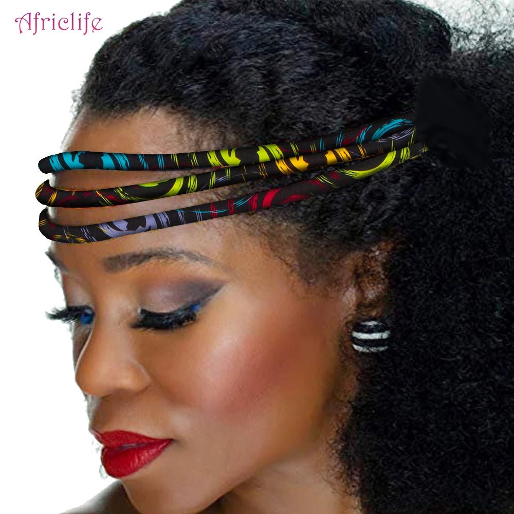 Vibrant Afrocentric Headband: Handmade African Wax Print with Colorful Kente Design - Flexi Africa - Free Delivery Worldwide only at www.flexiafrica.com