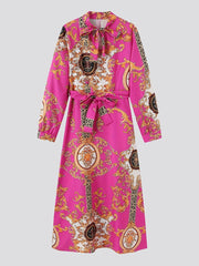 Vintage Bohemian Long Sleeve Maxi Dress - Vibrant Pink - Free Delivery Worldwide only at Flexi Africa