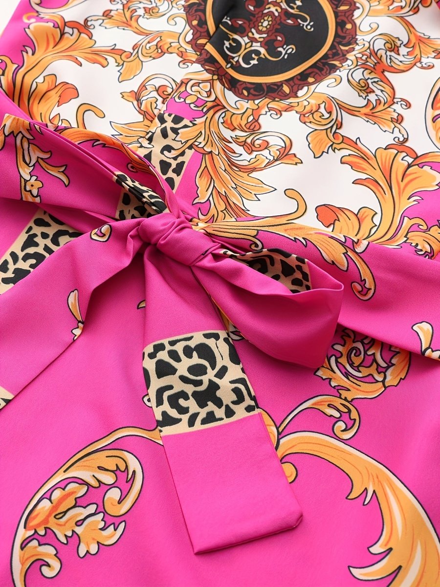 Vintage Bohemian Long Sleeve Maxi Dress - Vibrant Pink - Free Delivery Worldwide only at Flexi Africa