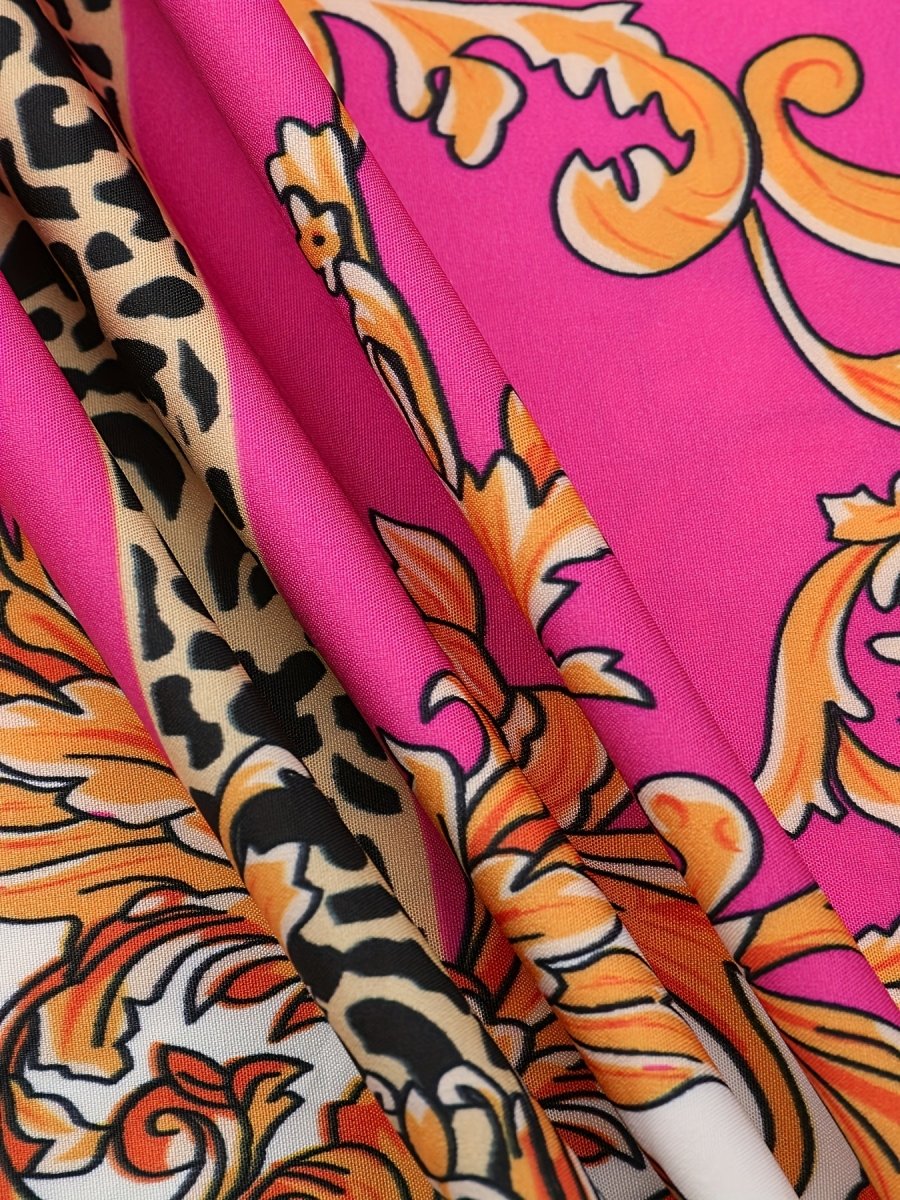Vintage Bohemian Long Sleeve Maxi Dress - Vibrant Pink - Free Delivery Worldwide only at Flexi Africa