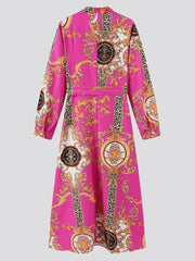 Vintage Bohemian Long Sleeve Maxi Dress - Vibrant Pink - Free Delivery Worldwide only at Flexi Africa