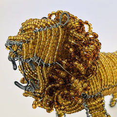 Vintage Retro Lion Glass Bead and Wire Sculpture Figurine African Jungle Unique - Flexi Africa - www.flexiafrica.com