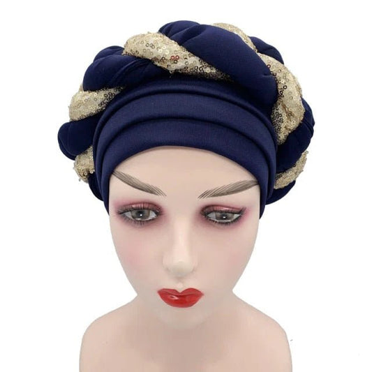 Women African Auto Geles Headtie Already Made Multi Color Wedding Organic Fabric Embroidered - Free Delivery Worldwide only at Flexi Africa