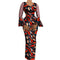 Women's African Outfits 2 Pieces Set Shiny Flare Sleeves V Neck Tops and Long Pencil Skirts African Clothes for Women