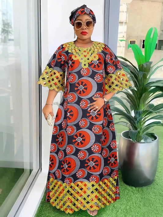 Women African Party Evening Gowns Ankara Dashiki Print Outfits Plus Size Dress - Free Delivery Worldwide only at Flexi Africa