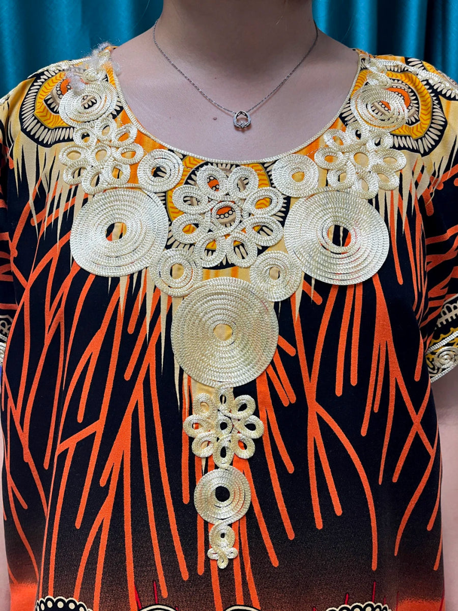 Women's African Abaya Dress – Printed Cotton Kanga Style, Loose Fit - Free Delivery Worldwide only at Flexi Africa