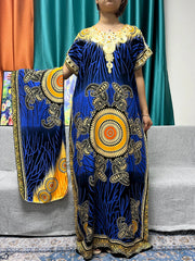 Women's African Abaya Dress – Printed Cotton Kanga Style, Loose Fit - Free Delivery Worldwide only at Flexi Africa