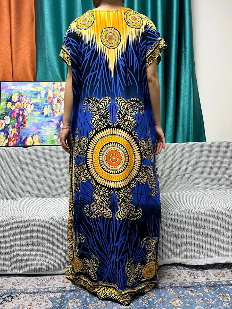 Women's African Abaya Dress – Printed Cotton Kanga Style, Loose Fit - Free Delivery Worldwide only at Flexi Africa