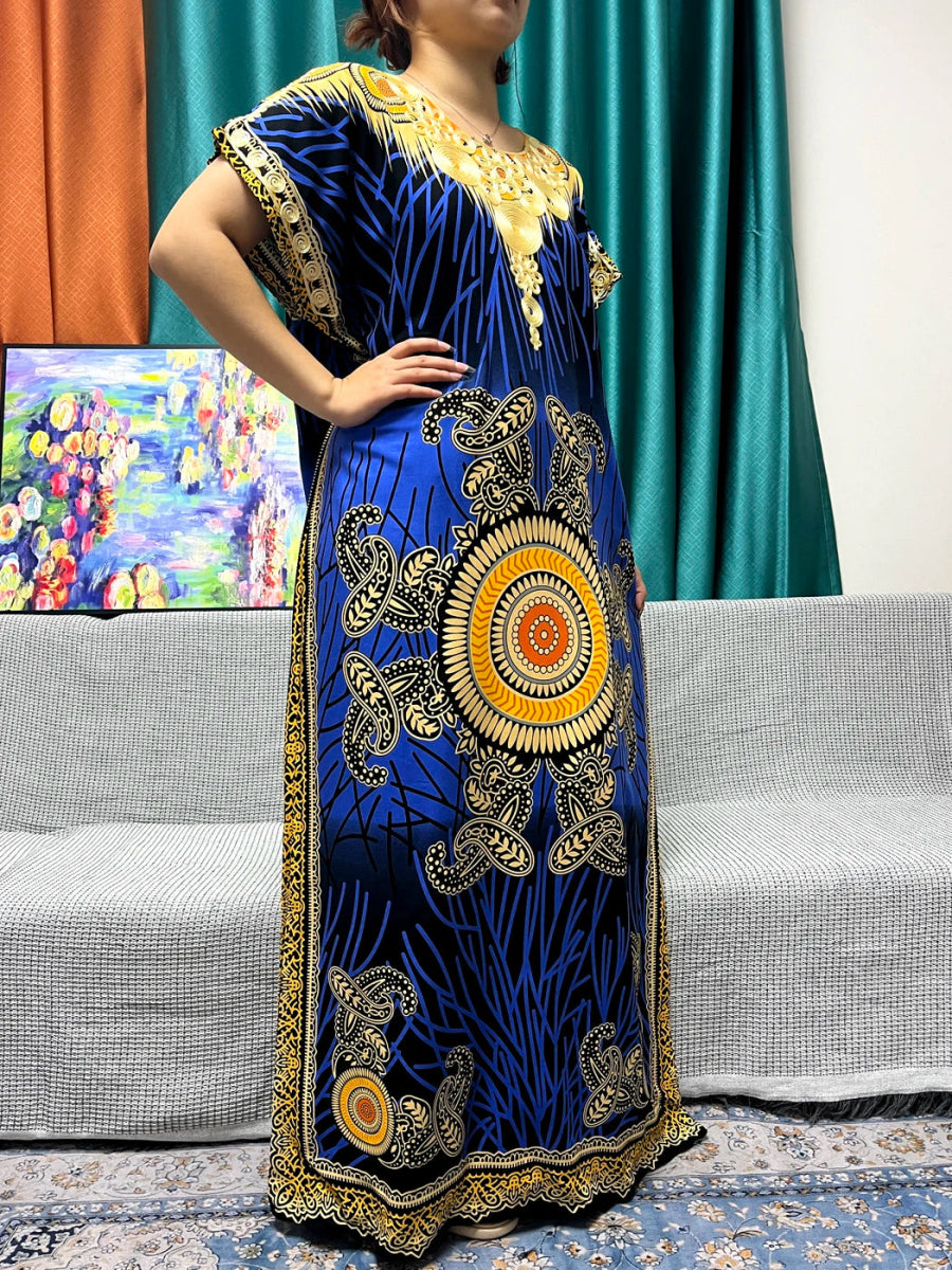 Women's African Abaya Dress – Printed Cotton Kanga Style, Loose Fit - Free Delivery Worldwide only at Flexi Africa