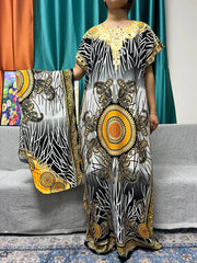 Women's African Abaya Dress – Printed Cotton Kanga Style, Loose Fit - Free Delivery Worldwide only at Flexi Africa