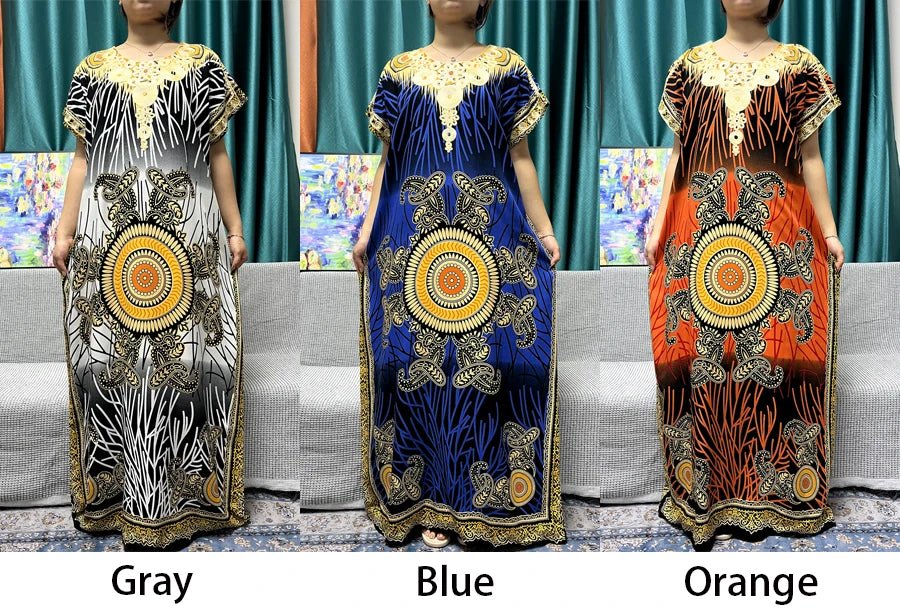 Women's African Abaya Dress – Printed Cotton Kanga Style, Loose Fit - Free Delivery Worldwide only at Flexi Africa