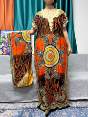 Women's African Abaya Dress – Printed Cotton Kanga Style, Loose Fit - Free Delivery Worldwide only at Flexi Africa