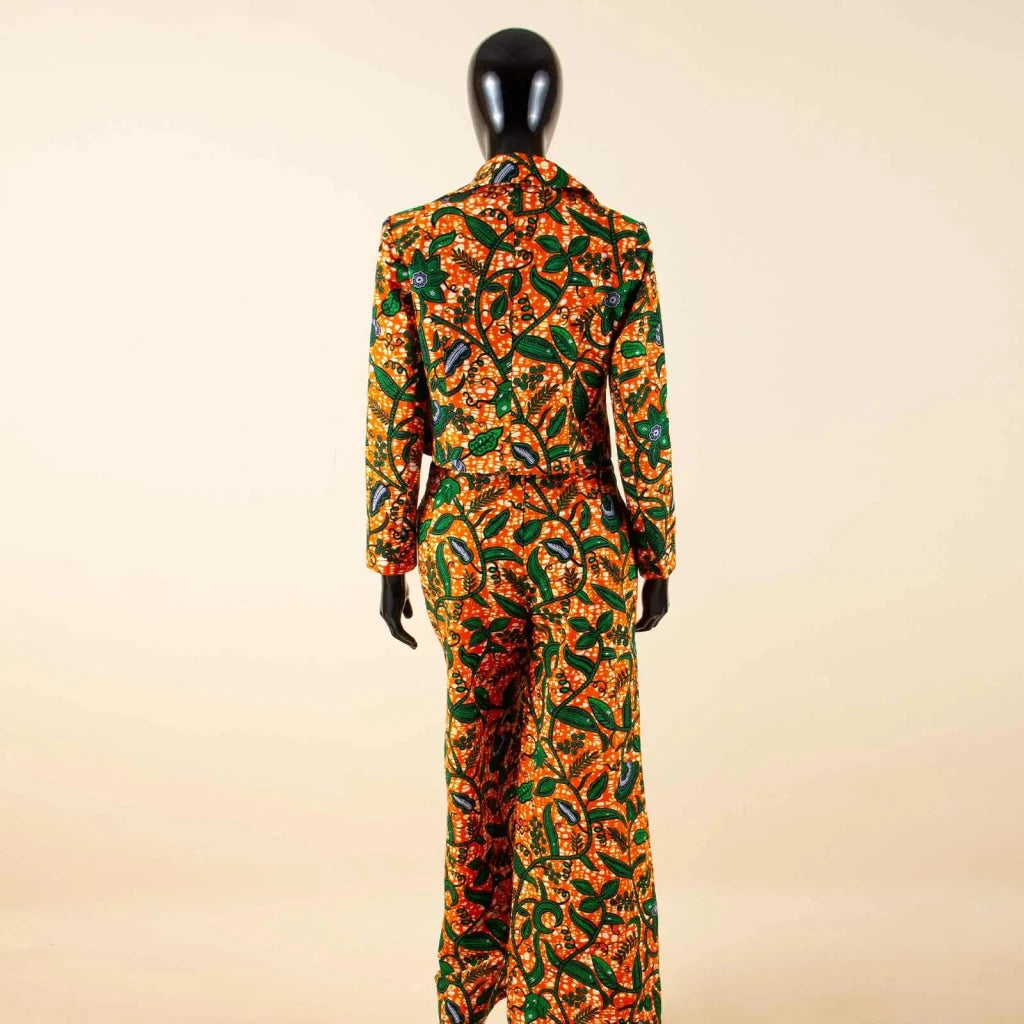 Buy Women’s African Ankara 2PC Outfit – Long Sleeve Top, High-Waist Pants & Earrings for only $104.94 at Flexi Africa!