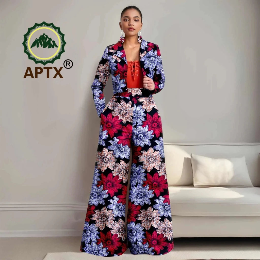 Buy Women’s African Ankara 2PC Outfit – Long Sleeve Top, High-Waist Pants & Earrings for only $104.94 at Flexi Africa!
