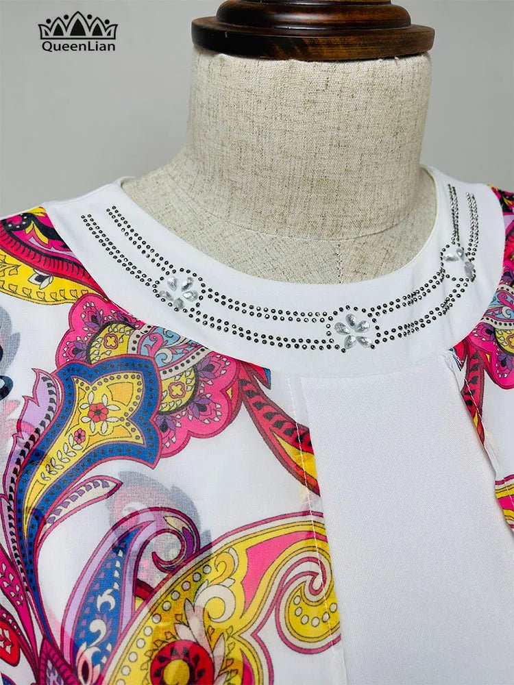 Women’s African Chiffon Maxi Dress – Batwing Sleeve Summer Dress with Diamond Print Design - Free Delivery Worldwide only at Flexi Africa