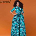Women’s African Print Maxi Dress – Traditional High Waist Ankara Half Sleeve Attire - Free Delivery Worldwide only at Flexi Africa
