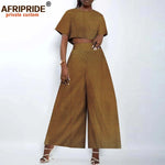 Women’s Ankara Crop Top and Wide - Leg Pants 2PC Set – Stylish African Fashion Outfit - Free Delivery Worldwide only at Flexi Africa