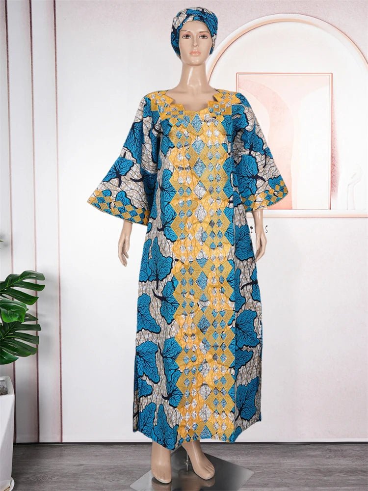 Women's Plus Size African Dashiki Wax Dress – Traditional Wedding & Evening Gown Outfit - Free Delivery Worldwide only at Flexi Africa