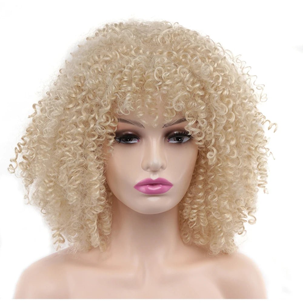 Women's Synthetic Hair for Girls Afro Kinky Curly Wigs With Bangs - Free Delivery Worldwide only at Flexi Africa