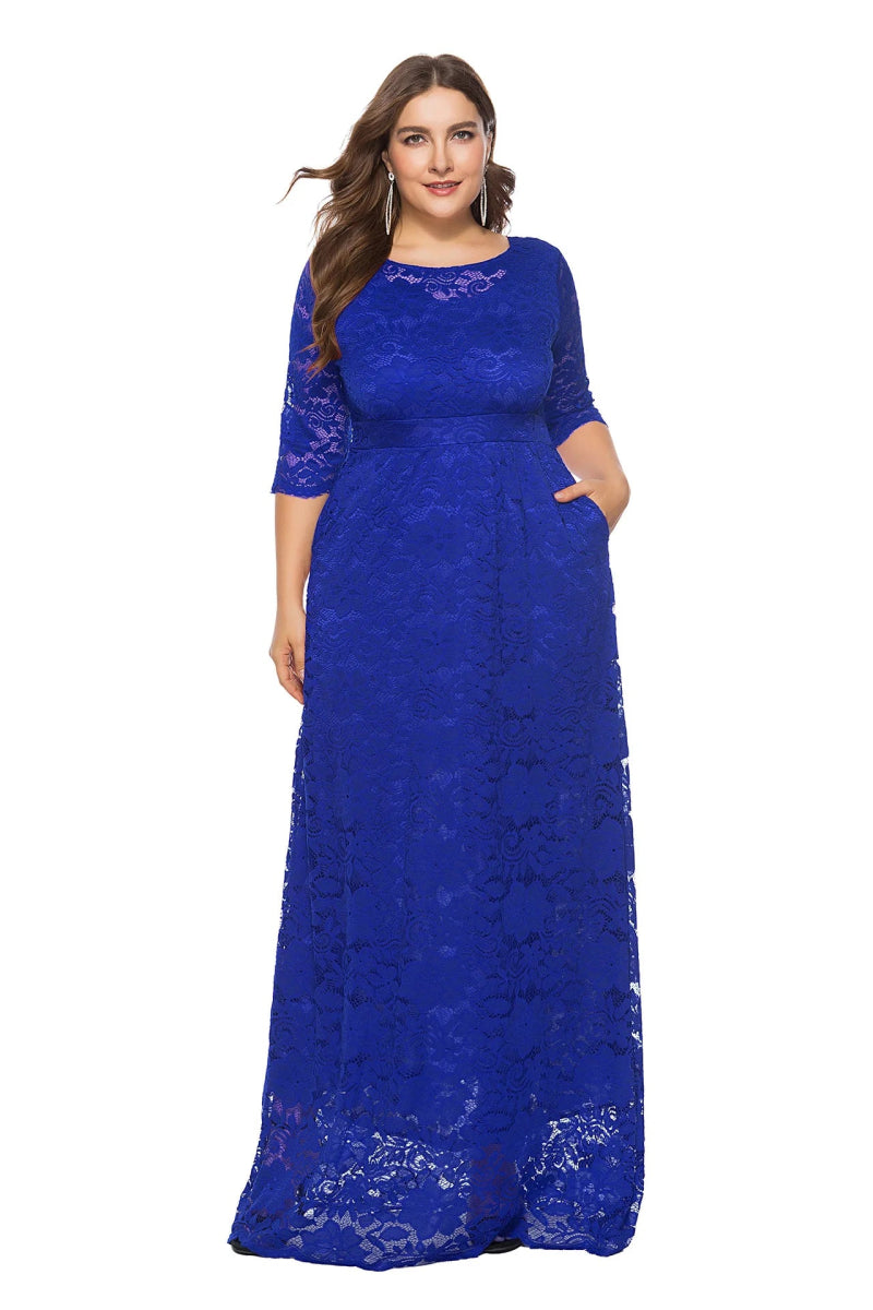 XL - 6XL Plus Size African Dresses for Women Elegant African O - neck Lace Wedding Party Evening Maxi Dress Dashiki Africa Clothing - Free Delivery Worldwide only at Flexi Africa